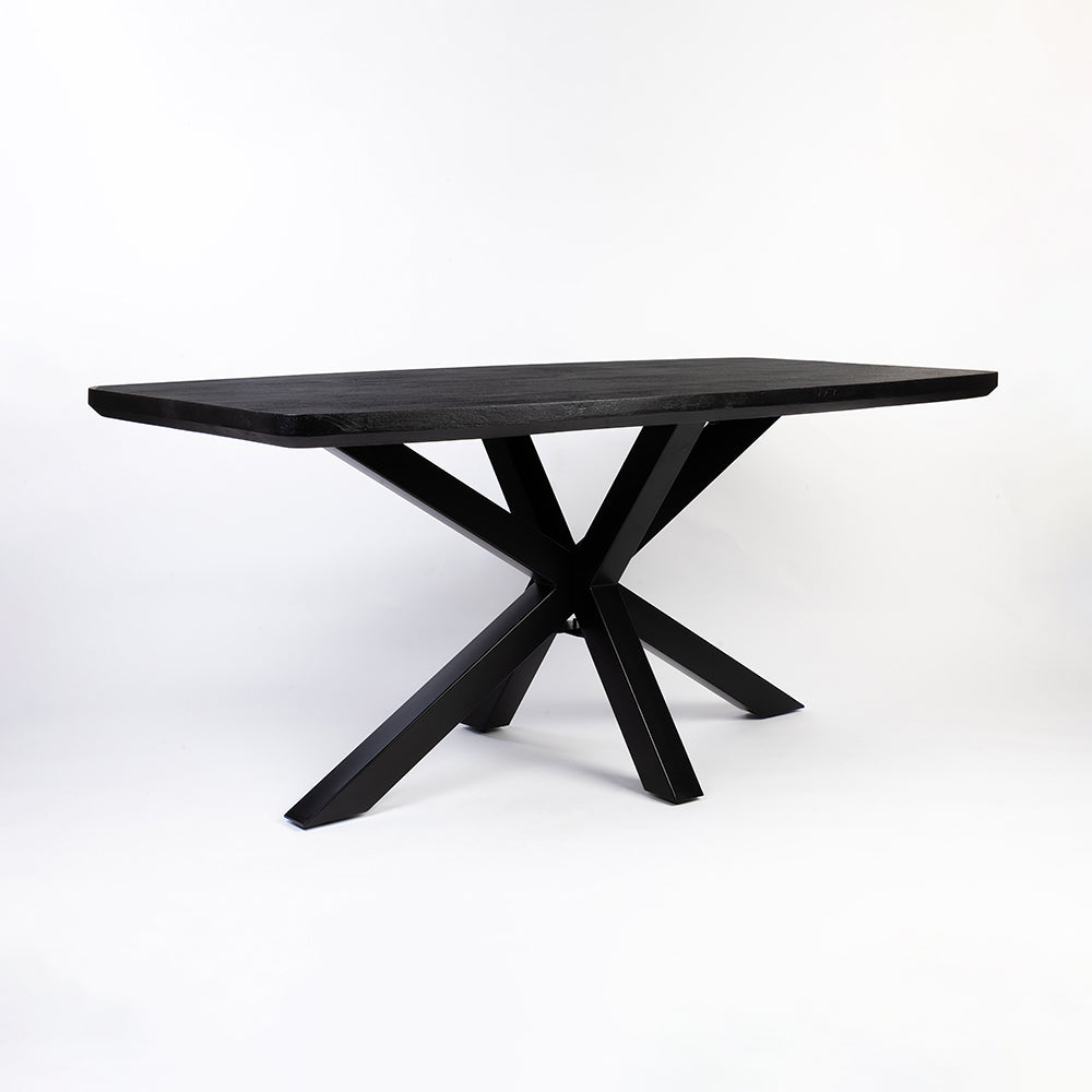 Crispio Wooden 6 Seater Dining Table with Iron - Black