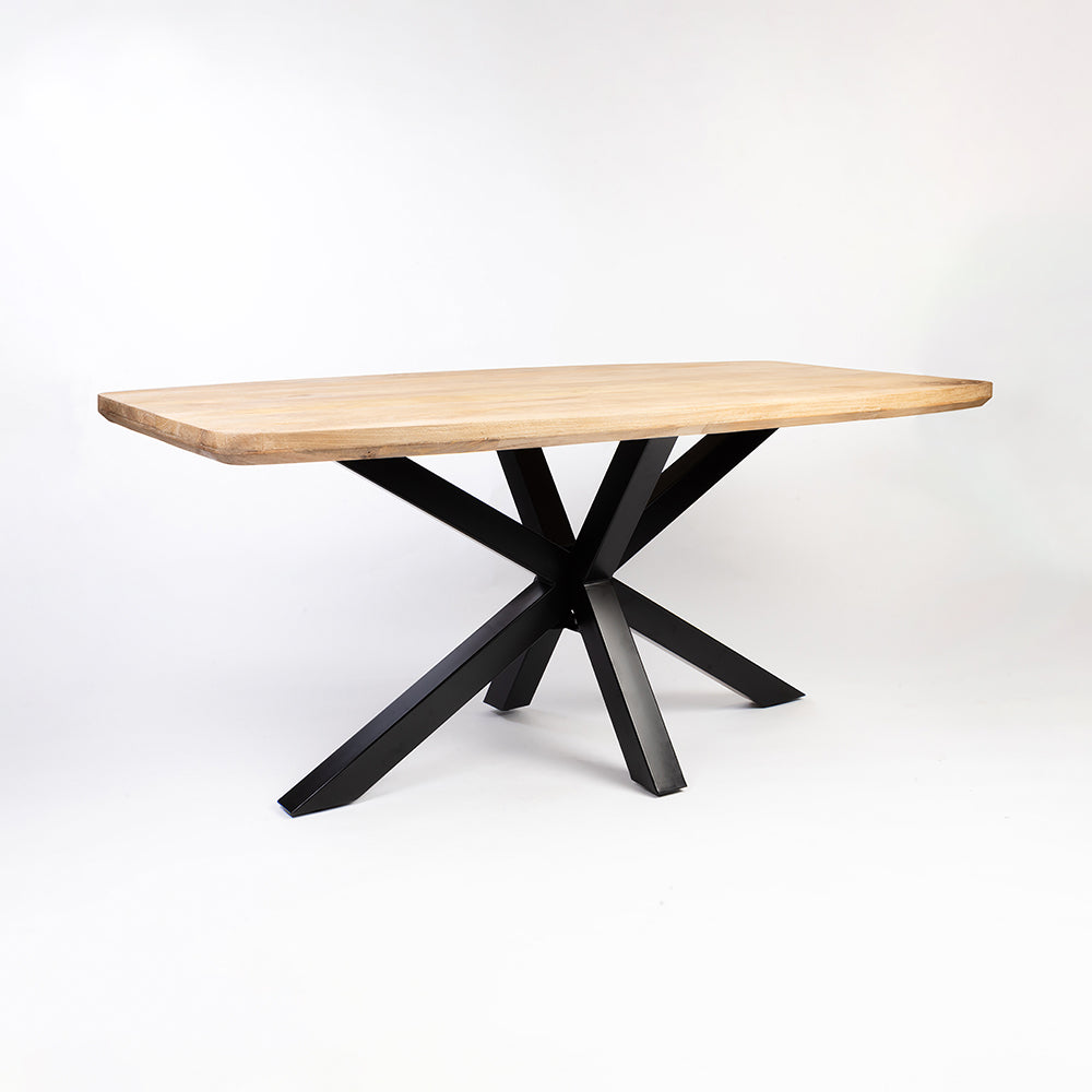 Crispio Wooden 6 Seater Dining Table with Iron - Limewash