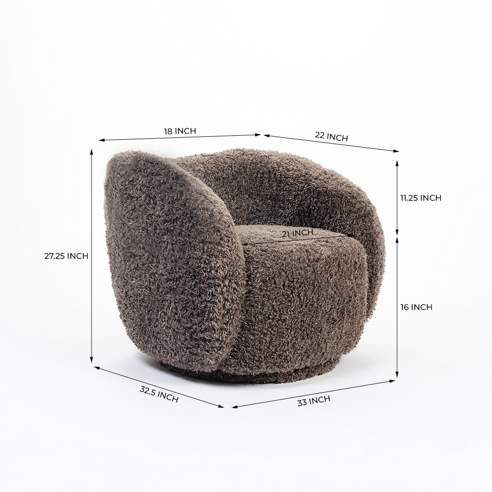 Koveo Fur Fabric Chair - Cacao