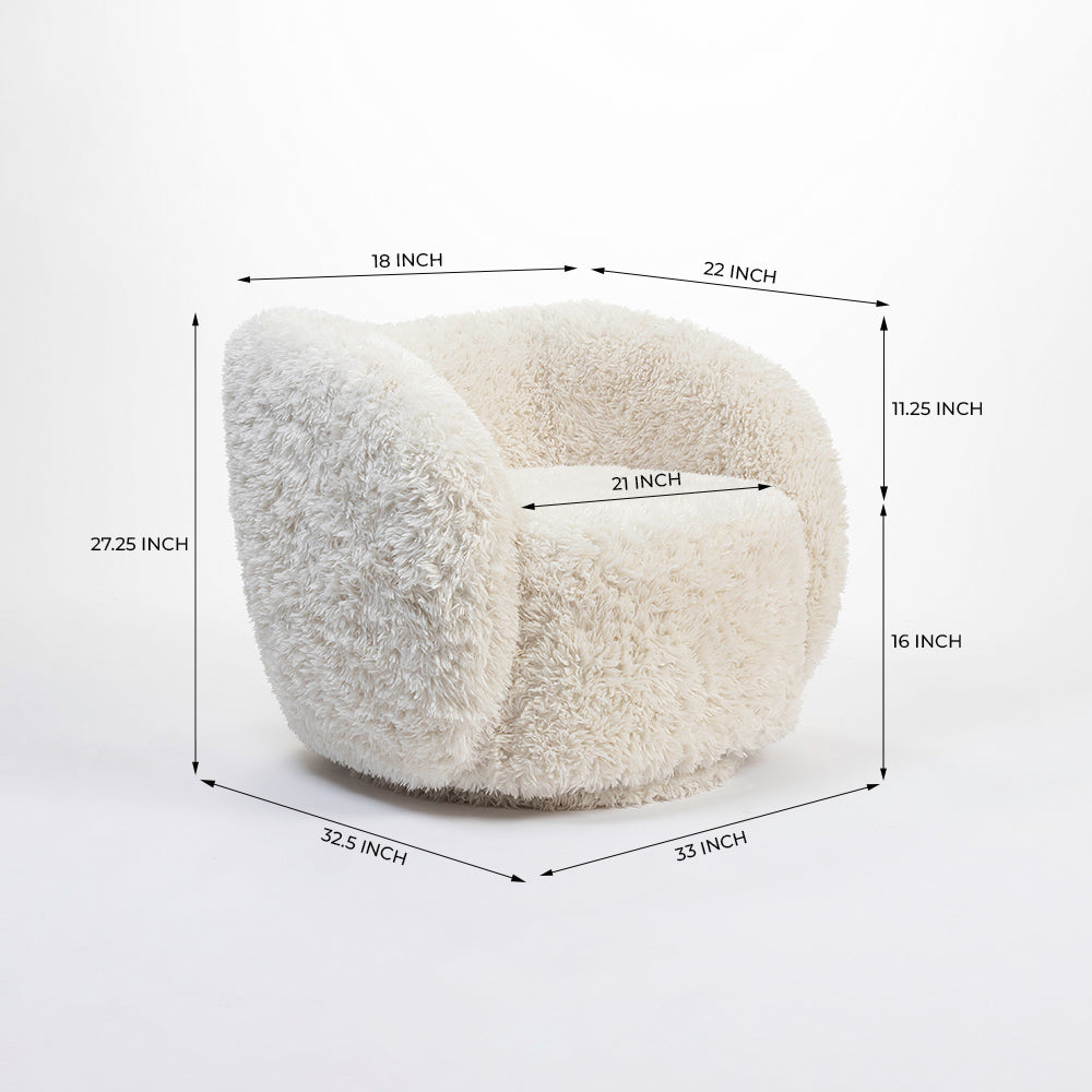 Koveo Fur Fabric Chair - Cream