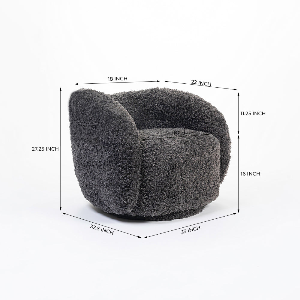 Koveo Fur Fabric Chair - Dark gray