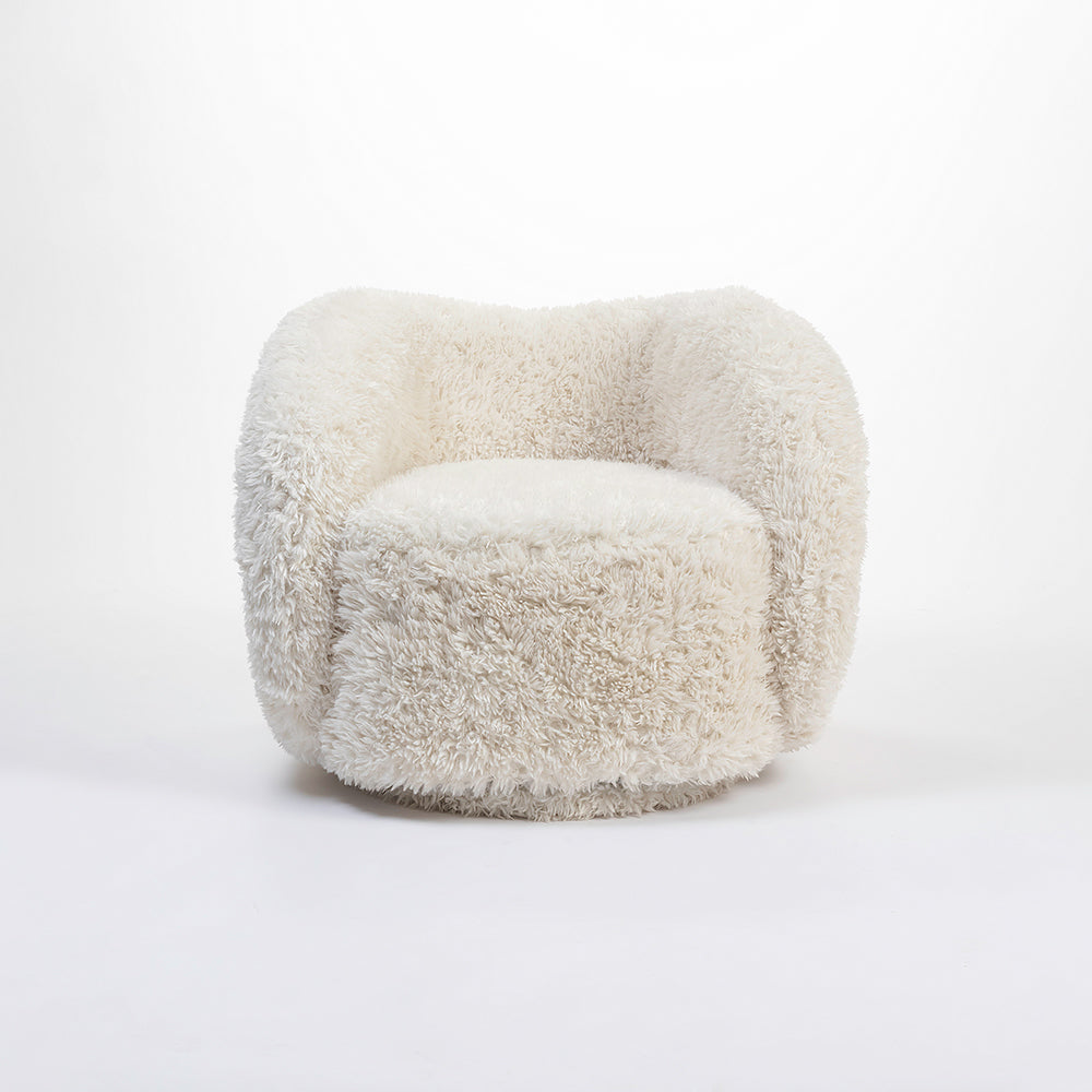 Koveo Fur Fabric Chair - Cream