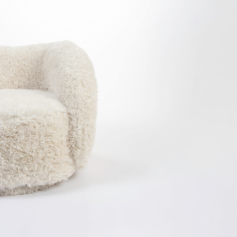 Koveo Fur Fabric Chair - Cream