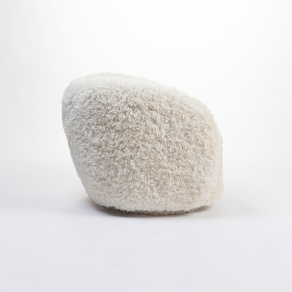 Koveo Fur Fabric Chair - Cream