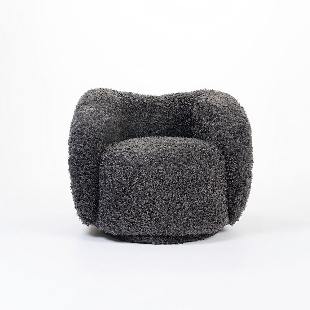 Koveo Fur Fabric Chair - Dark gray