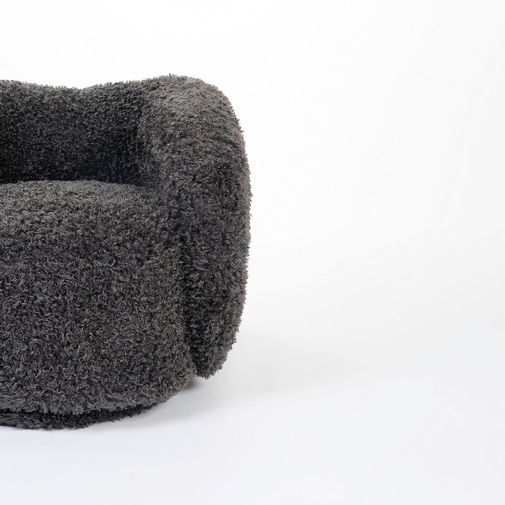 Koveo Fur Fabric Chair - Dark gray