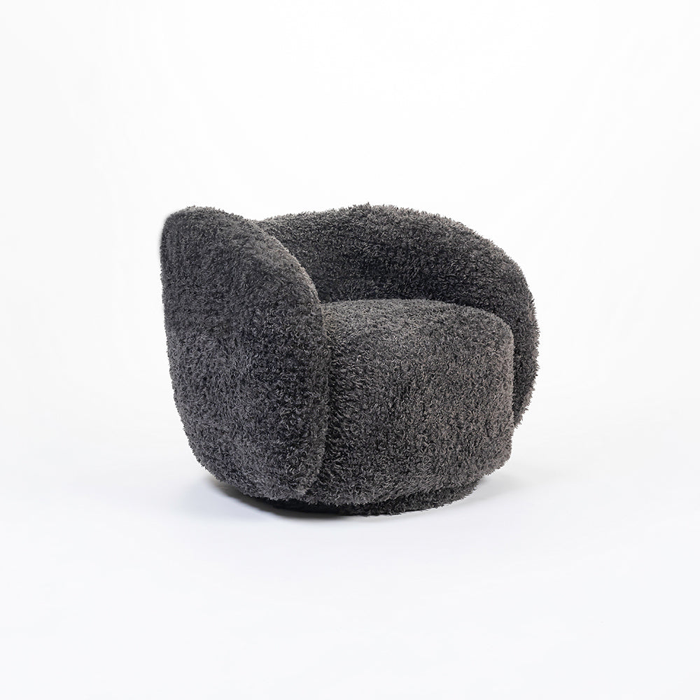 Koveo Fur Fabric Chair - Dark gray