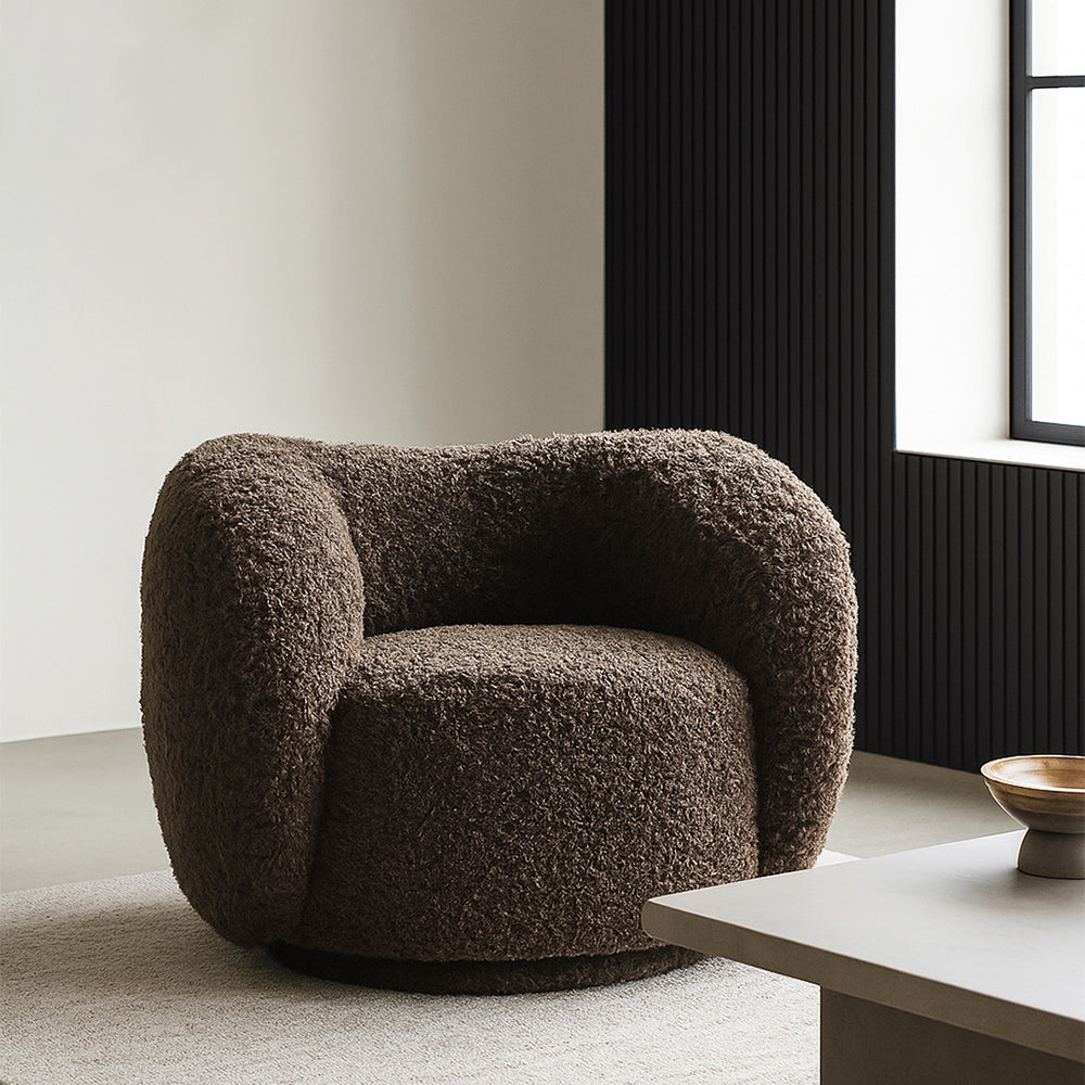 Koveo Fur Fabric Chair - Cacao