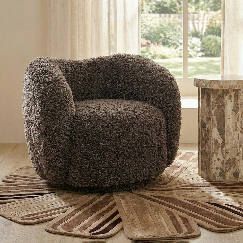 Koveo Fur Fabric Chair - Cacao