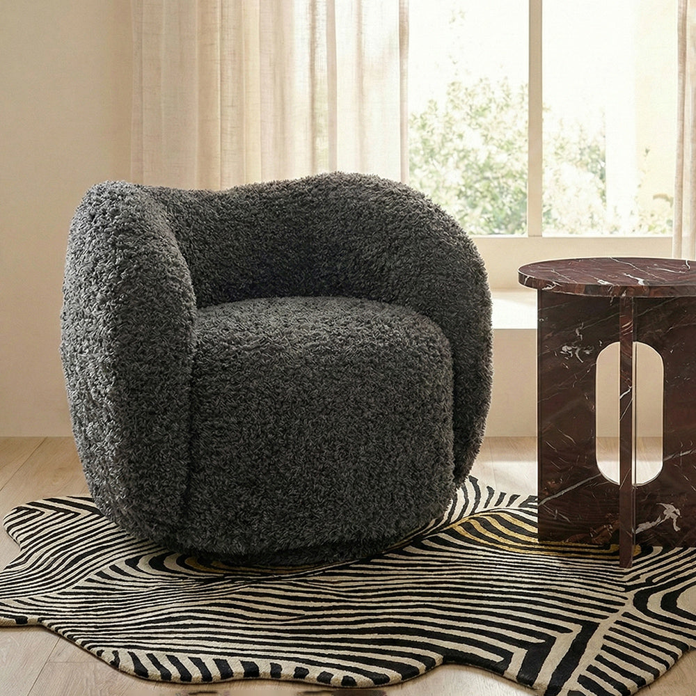 Koveo Fur Fabric Chair - Dark gray