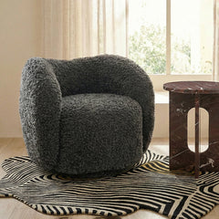 Koveo Fur Fabric Chair - Dark gray
