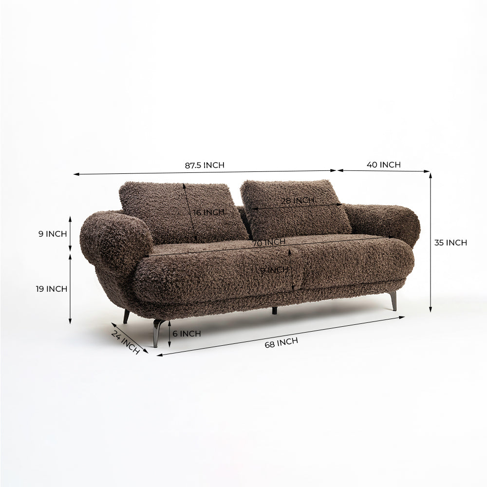 Squabble Fur Fabric Sofa - Cacao
