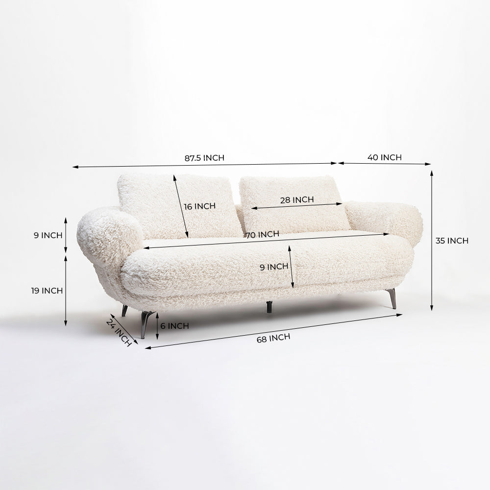 Squabble Fur Fabric Sofa - Cream