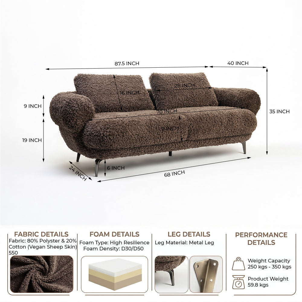 Squabble Fur Fabric Sofa - Cacao