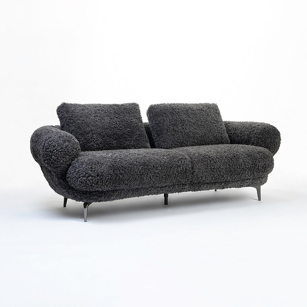 Squabble Fur Fabric Sofa - Dark gray