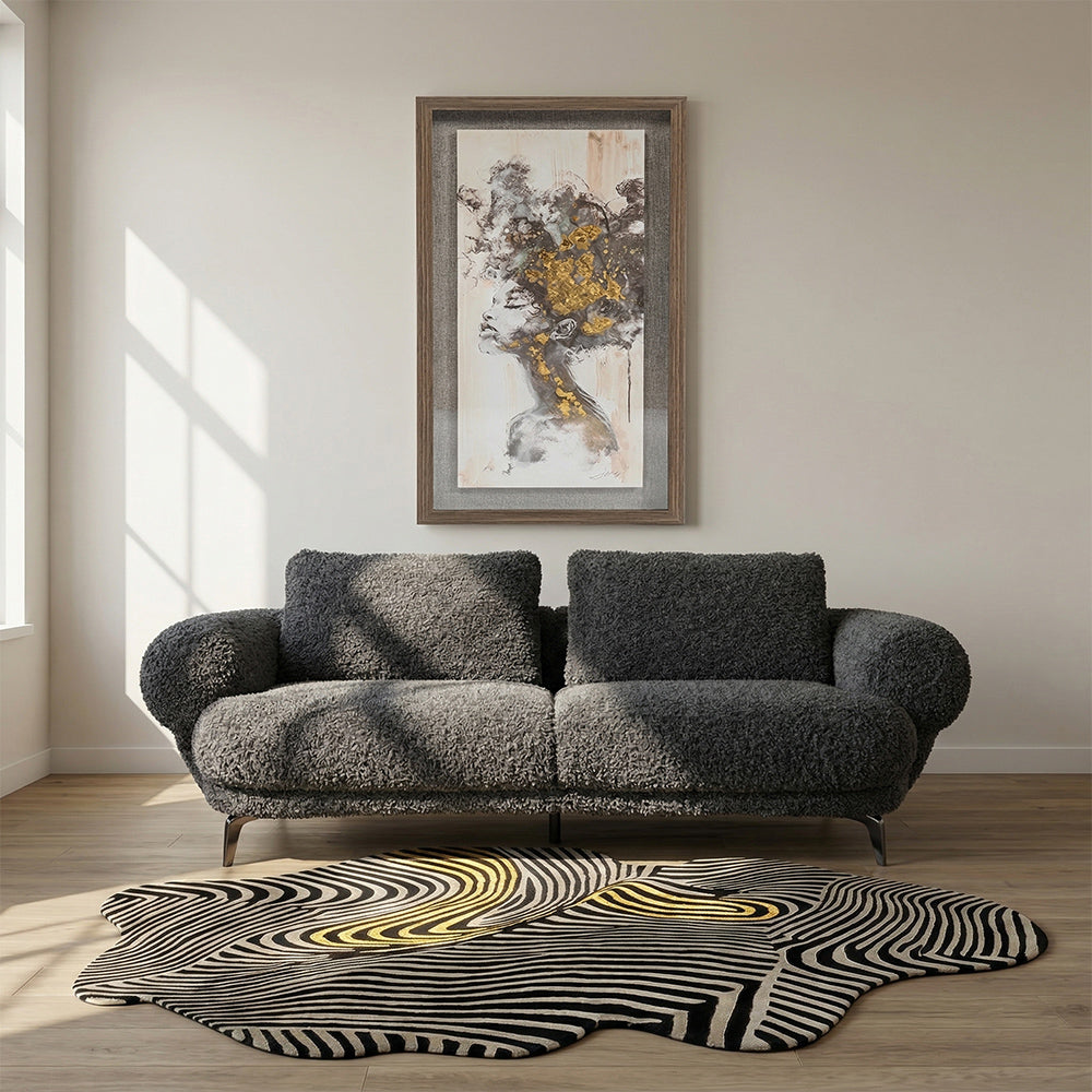 Squabble Fur Fabric Sofa - Dark gray