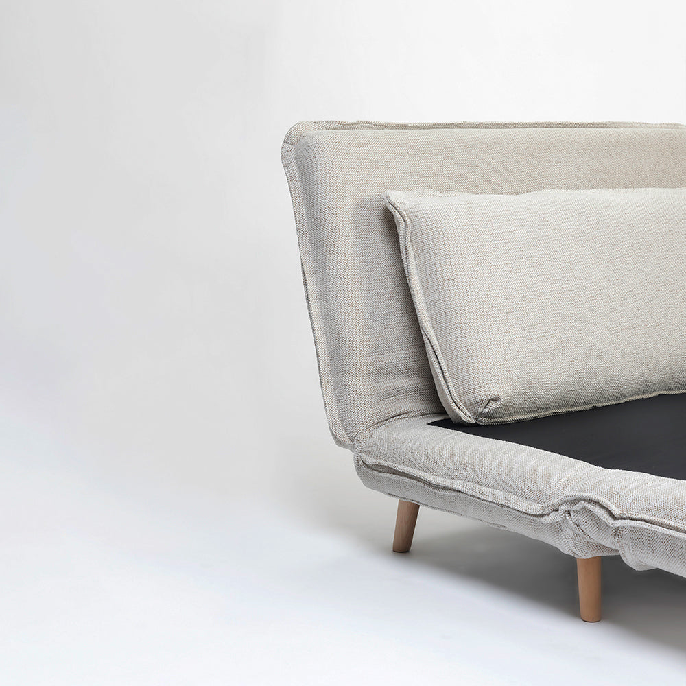 Mariah Chenille Foldable Sofa Cum Bed With Wooden Legs
