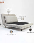 Mariah Chenille Foldable Sofa Cum Bed With Wooden Legs