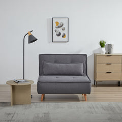 Tailor Linen Foldable Sofa Cum Bed With Wooden Legs