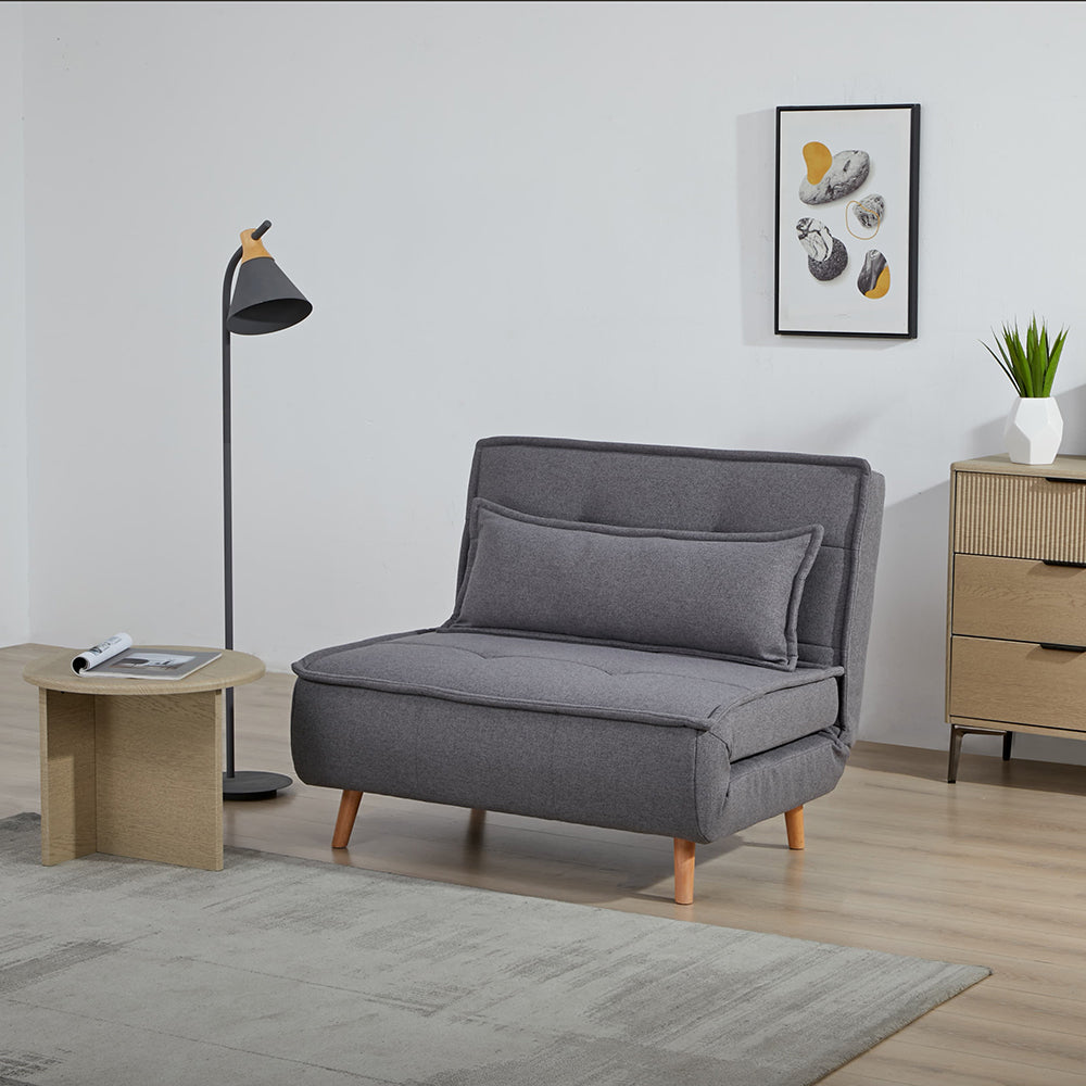 Tailor Linen Foldable sofa cum BED with Wooden Legs