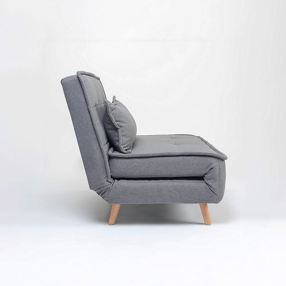 Tailor Linen Foldable Sofa Cum Bed With Wooden Legs