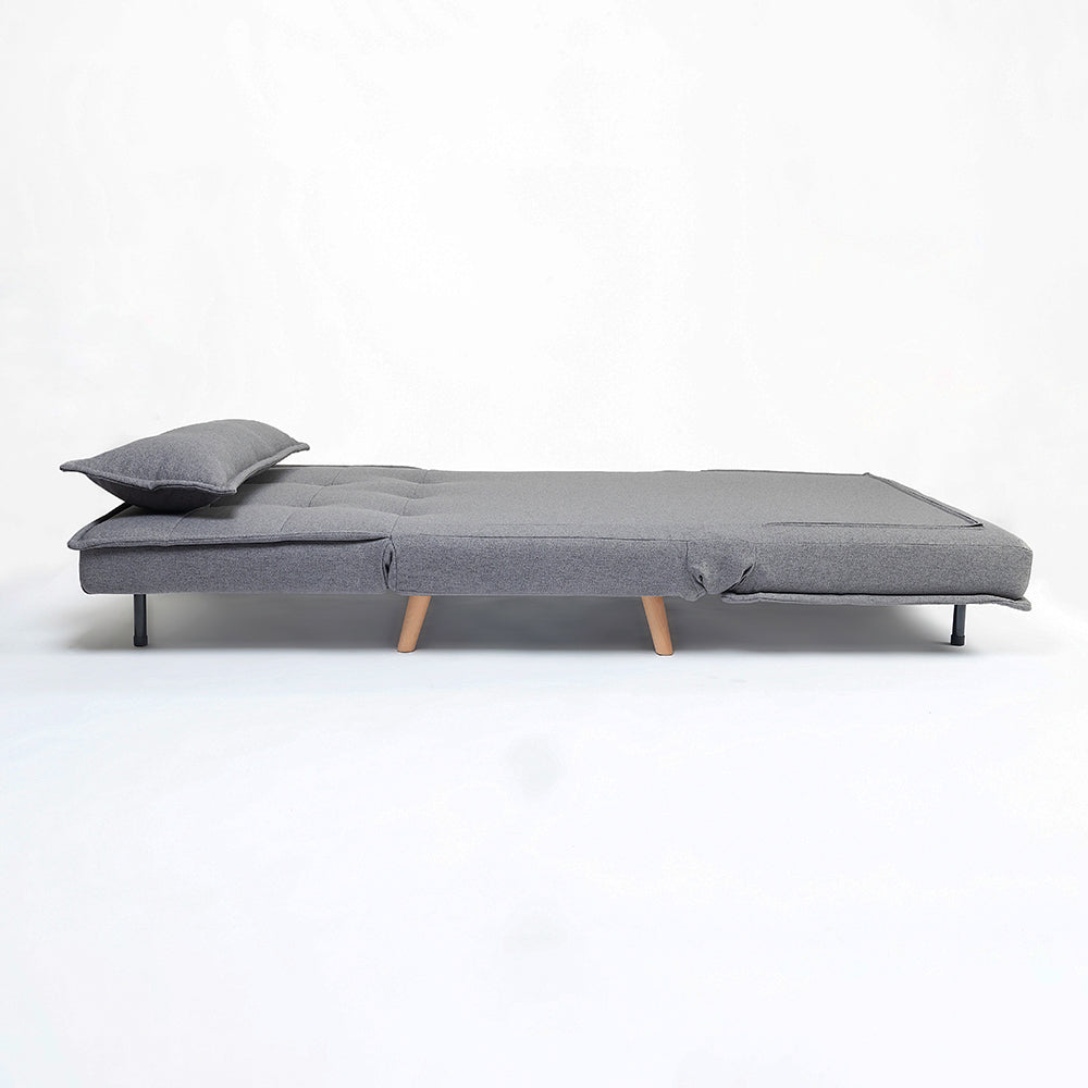 Tailor Linen Foldable Sofa Cum Bed With Wooden Legs
