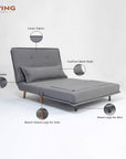 Tailor Linen Foldable Sofa Cum Bed With Wooden Legs