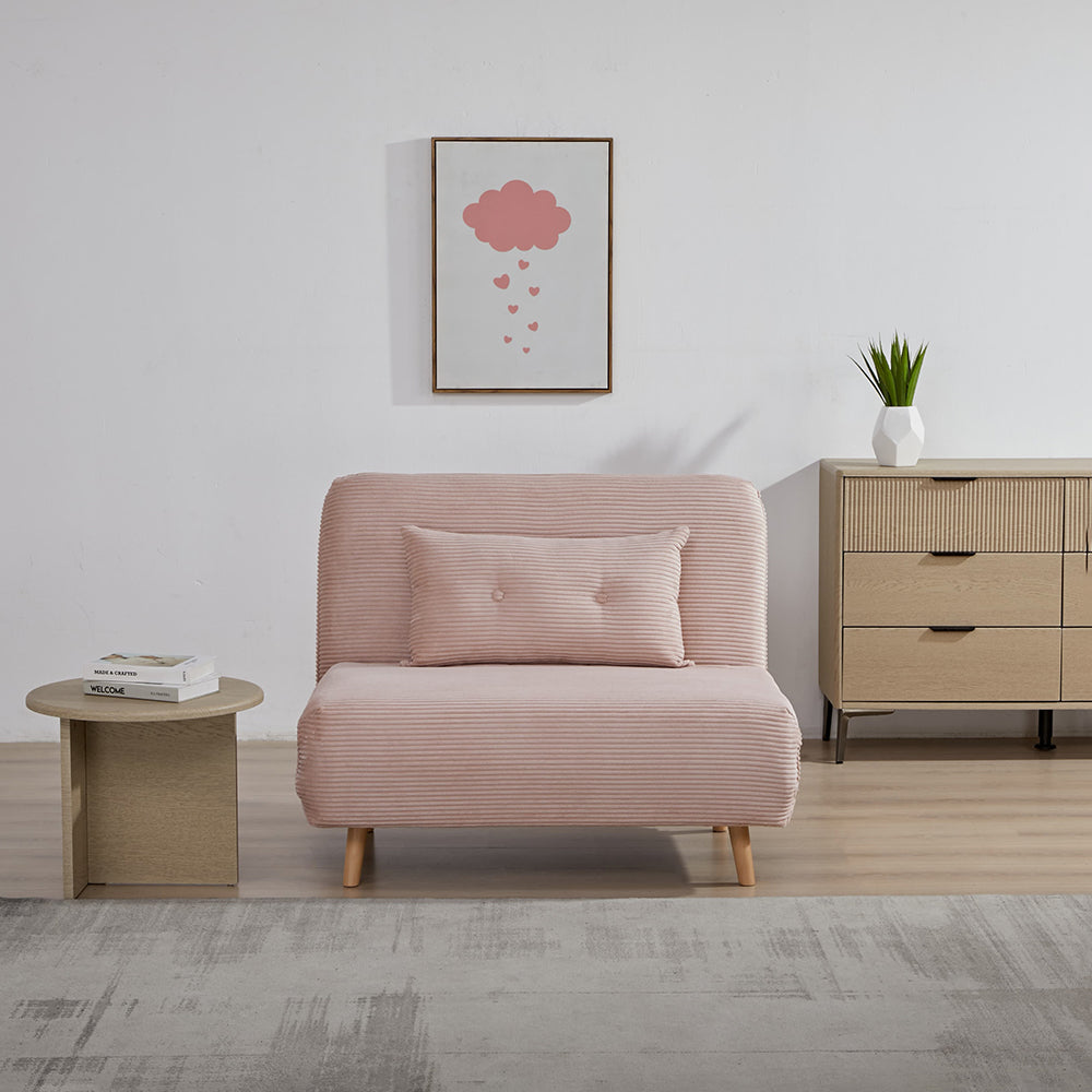 Jordan Corduroy Foldable sofa cum BED with Wooden Legs