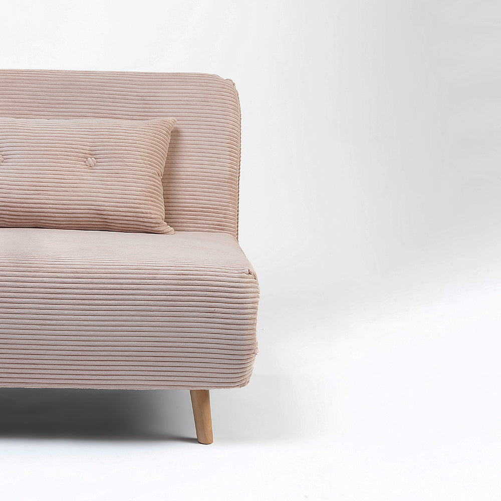 Jordan Corduroy Foldable Sofa Cum Bed With Wooden Legs