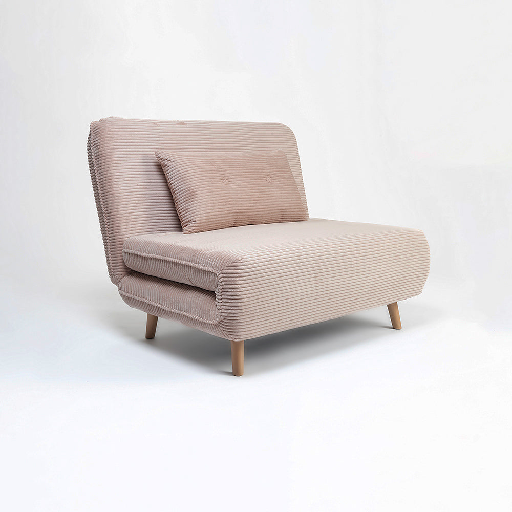 Jordan Corduroy Foldable Sofa Cum Bed With Wooden Legs