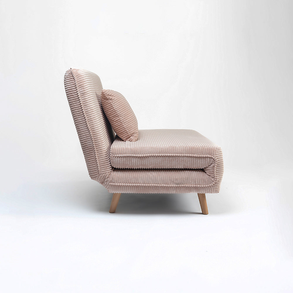 Jordan Corduroy Foldable Sofa Cum Bed With Wooden Legs