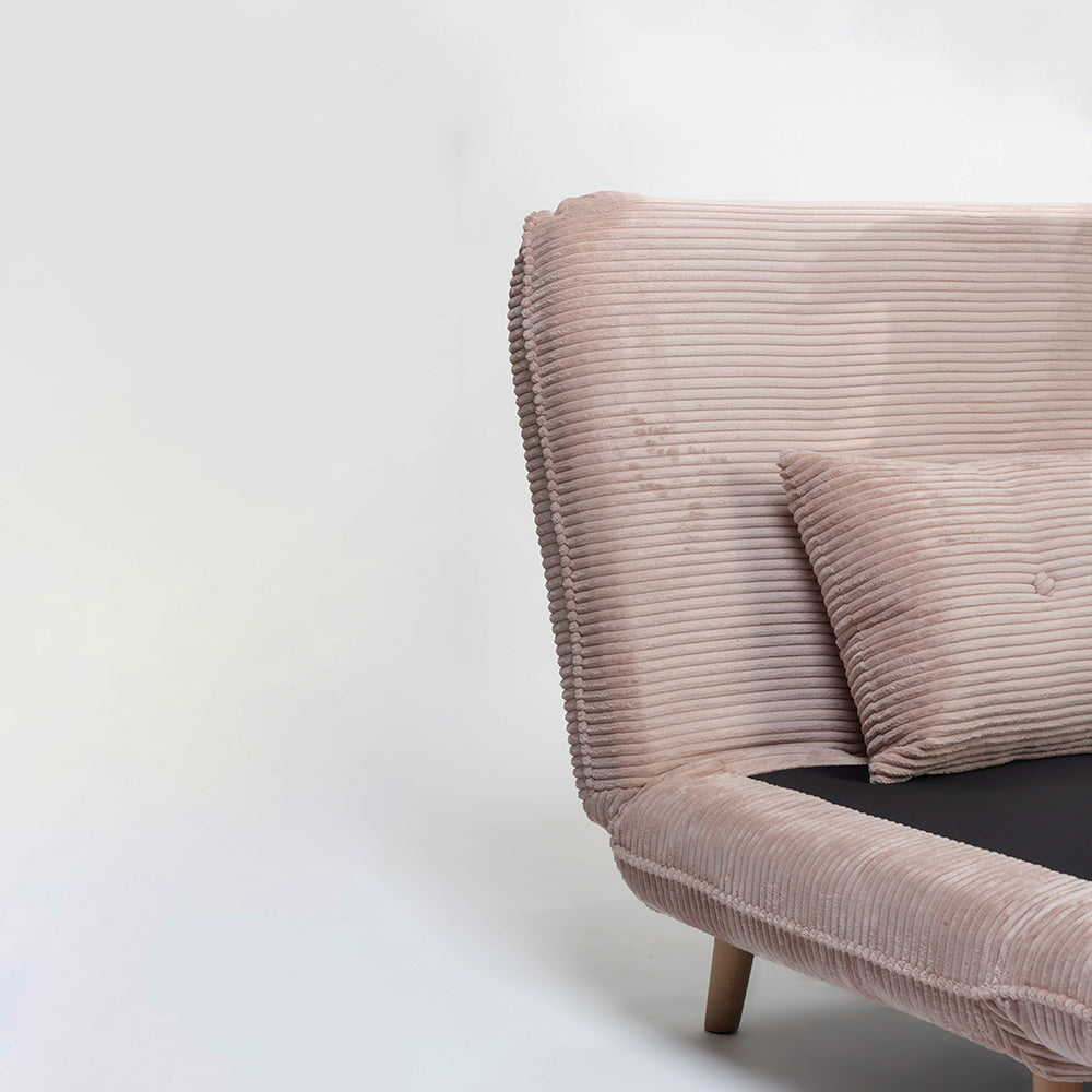 Jordan Corduroy Foldable Sofa Cum Bed With Wooden Legs