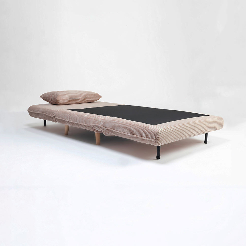 Jordan Corduroy Foldable Sofa Cum Bed With Wooden Legs