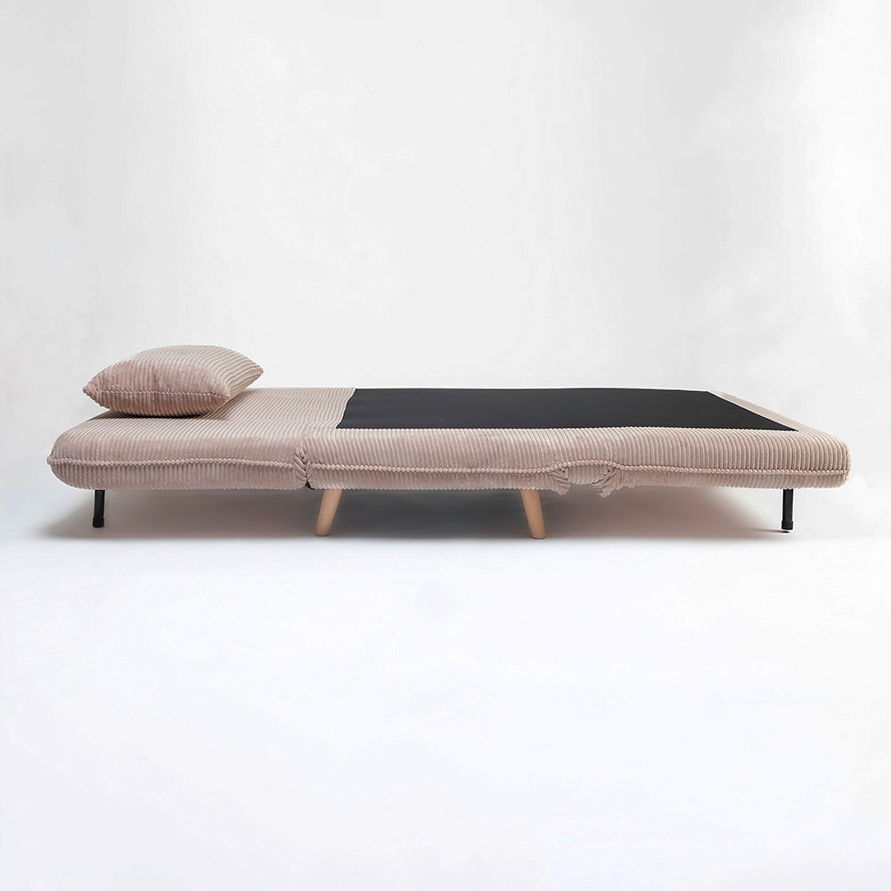 Jordan Corduroy Foldable Sofa Cum Bed With Wooden Legs