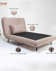 Jordan Corduroy Foldable Sofa Cum Bed With Wooden Legs