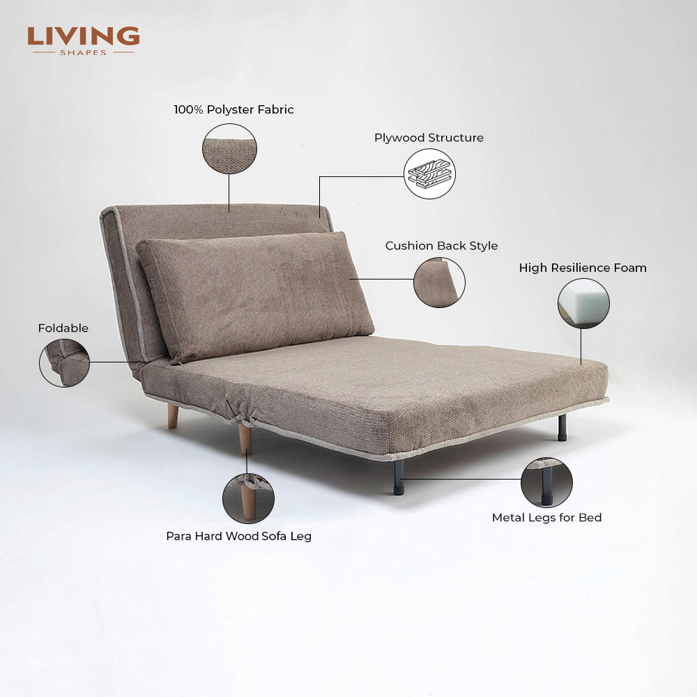 Riencar Foldable Sofa Cum Bed With Wooden Legs