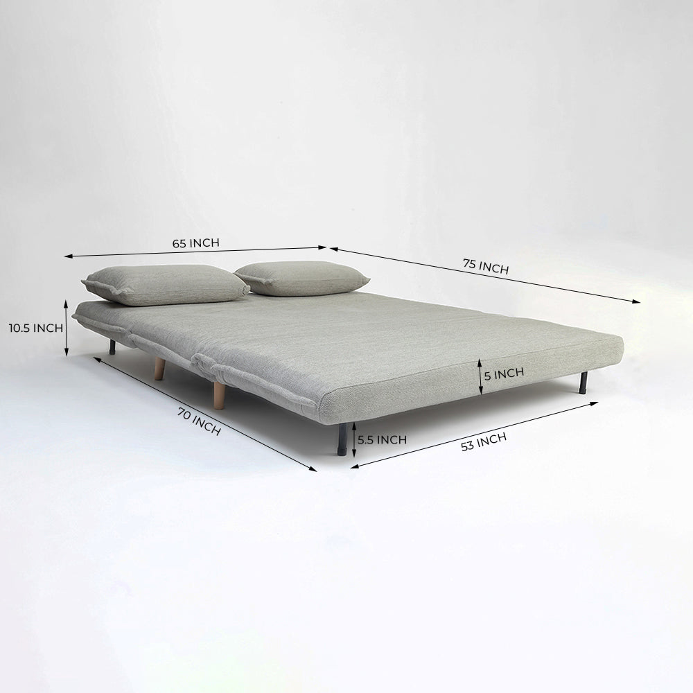 Bunny 3-Seater Foldable Sofa Cum Bed With Wooden Legs