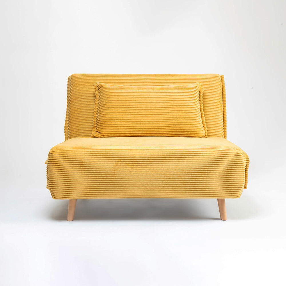 Demarco Corduroy Foldable Sofa Cum Bed With Wooden Legs