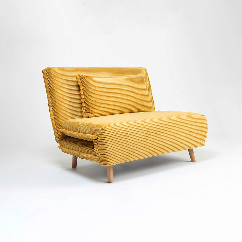 Demarco Corduroy Foldable Sofa Cum Bed With Wooden Legs