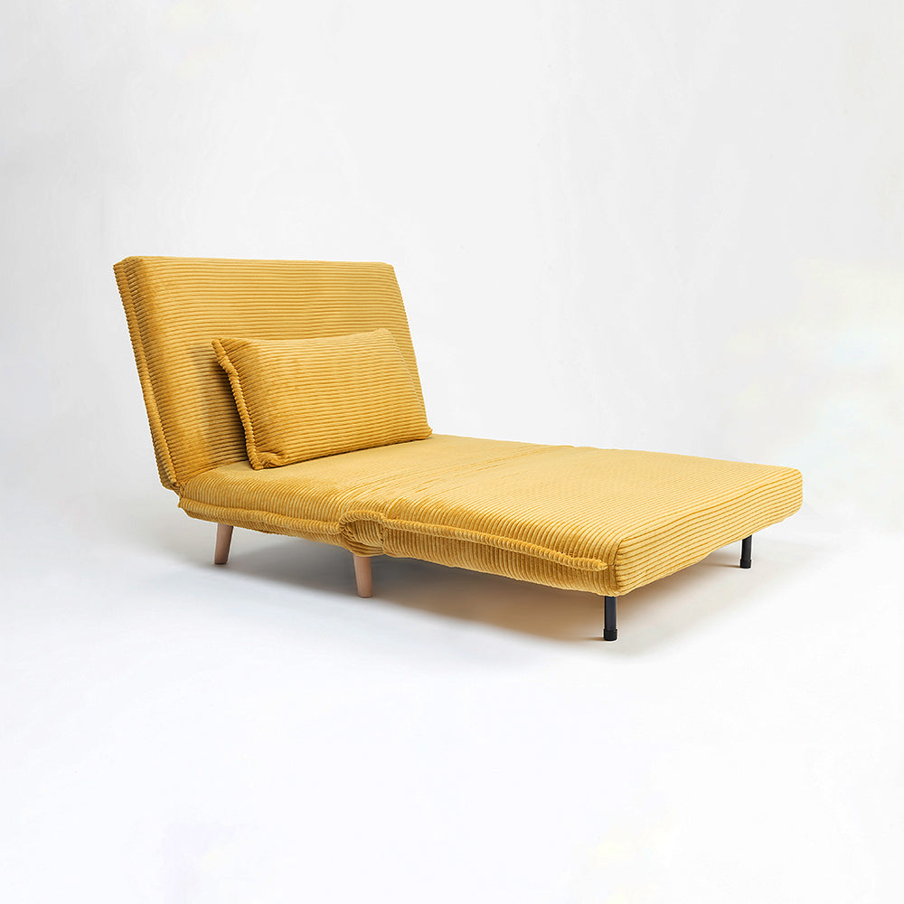 Demarco Corduroy Foldable Sofa Cum Bed With Wooden Legs