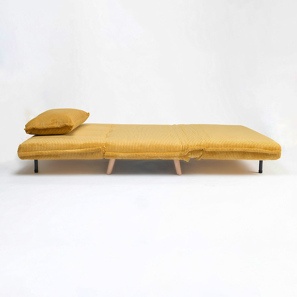 Demarco Corduroy Foldable Sofa Cum Bed With Wooden Legs