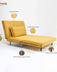 Demarco Corduroyfoldable Sofa Cum Bed With Wooden Legs