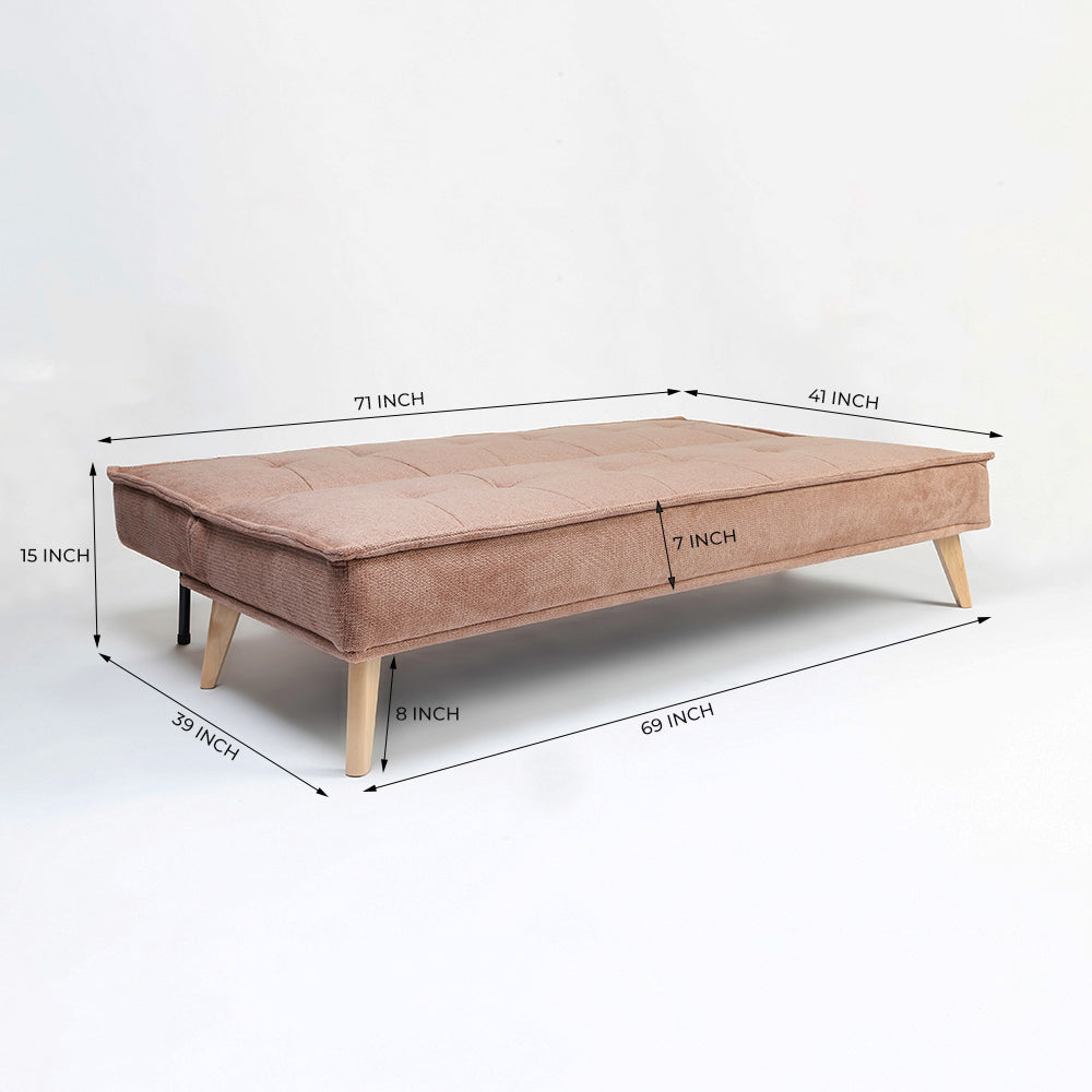 Wayne 3-Seater Foldable Sofa Cum Bed With Wooden Legs