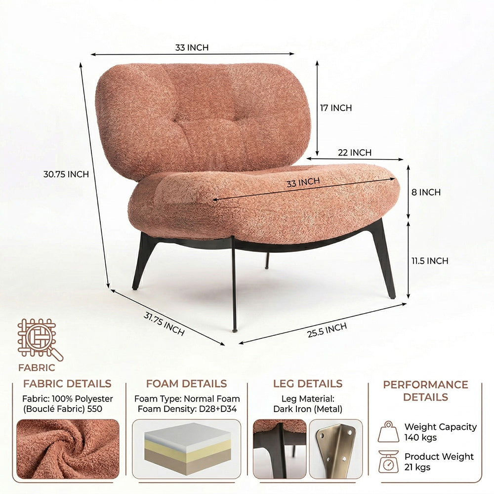 Sherdil Boucle Chair - Dusty Rose Brown