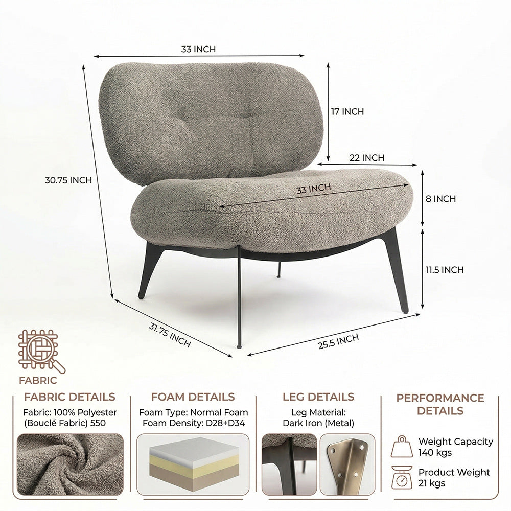 Sherdil Boucle Chair - Grey