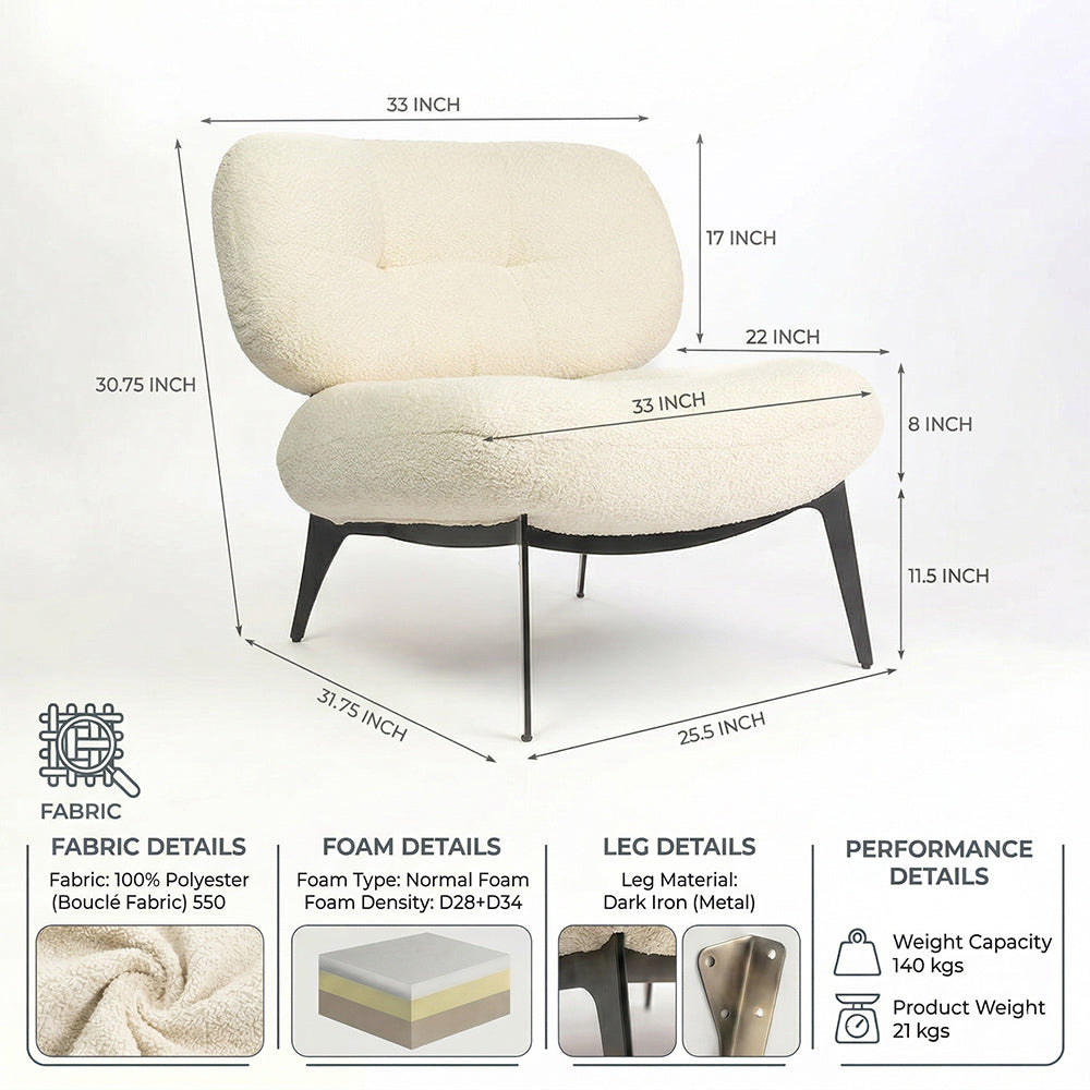 Sherdil Boucle Chair - White