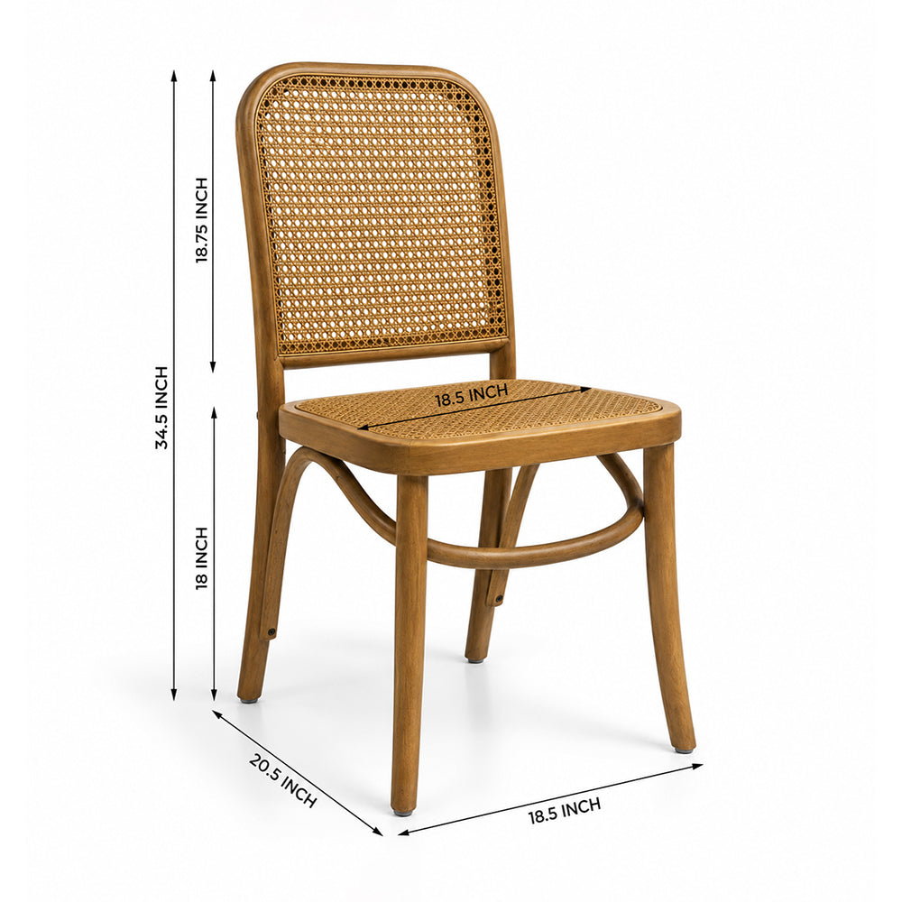 Cilivia Brown Mango Wood Cane Armless Dining Chair