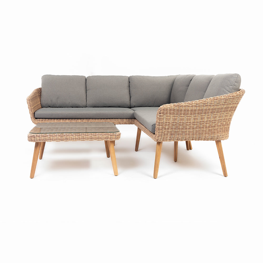 Mira 5-Seater Timber Outdoor Sofa Set with Glass Table