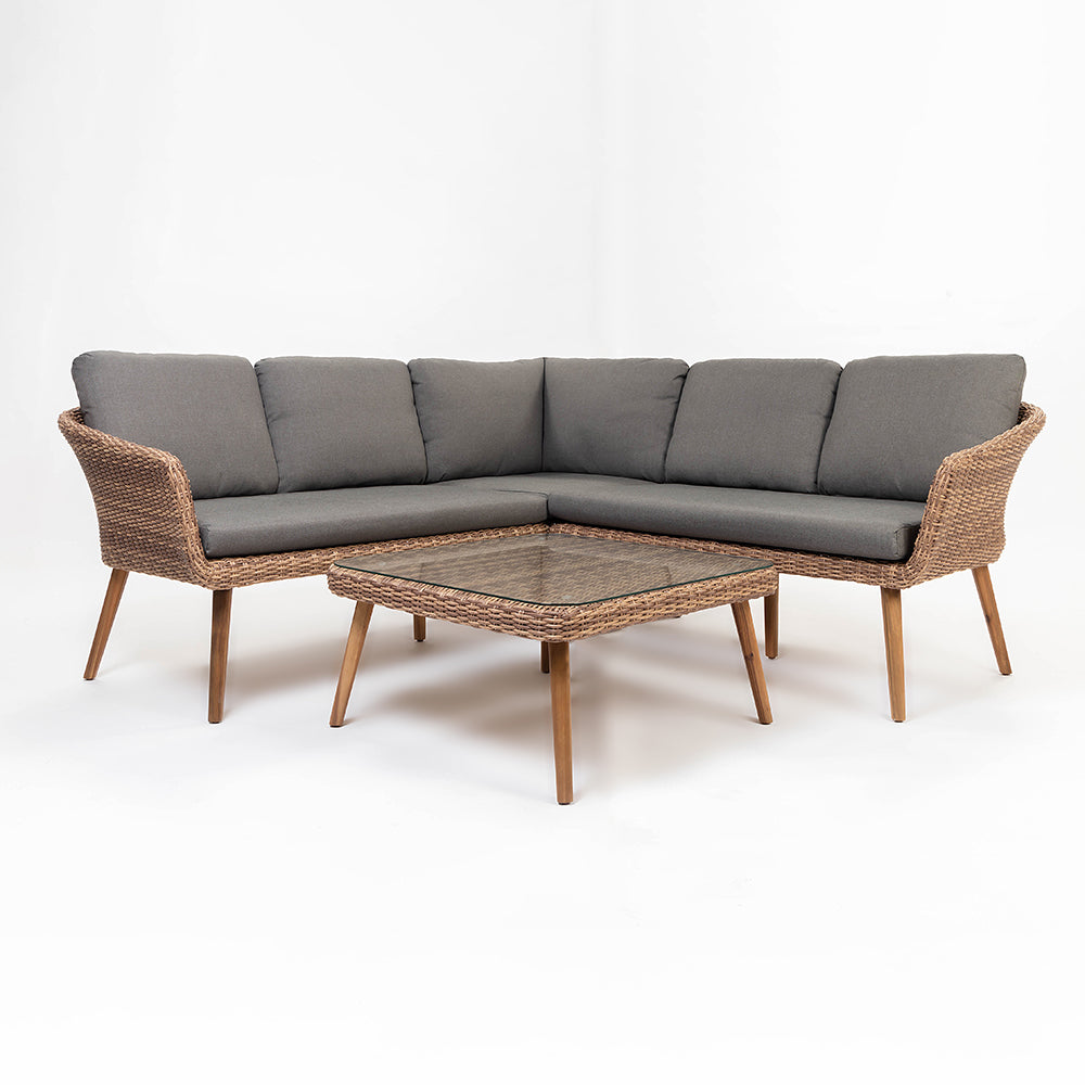 Mira 5-Seater Timber Outdoor Sofa Set with Glass Table