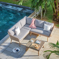 Mira 5-Seater Timber Outdoor Sofa Set with Glass Table